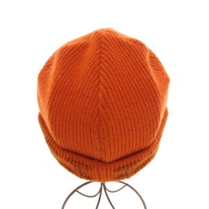 HERMES ニット帽 カシミヤ Hロゴ LA オレンジ