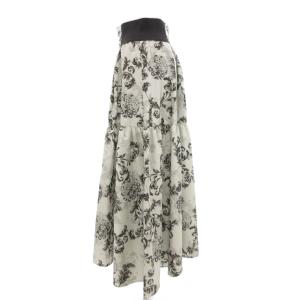SNIDEL 23SS ボリュームタフタプリントスカート ギャザー ティアード ロング 1 ブラック ホワイト /UO