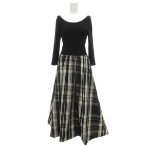 23AW ドッキングワンピース ニット切替 マキシ ロング 長袖 2 黒 ブラック /UO