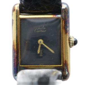 ジャンク品 マストタンク SM 腕時計 手巻き スクエア 黒文字盤 Silver925