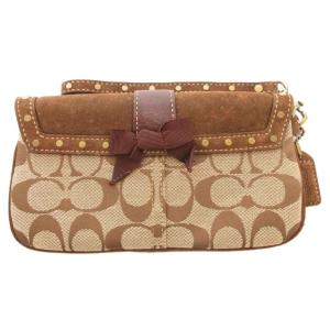 COACH ソーホー ポーチ シグネチャー ベルト 茶 ブラウン /AE