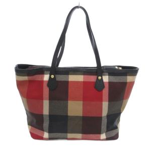 BLUE LABEL CRESTBRIDGE トートバッグ チェック柄 PVC 黒 ブラック 赤 レッド マルチカラー /UO