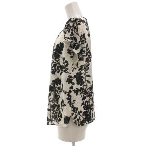 MACKINTOSH ブラウス フレンチスリーブ 花柄プリント 40 白 黒 /UO