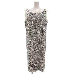 ノースリーブワンピース 総柄 ひざ丈 42 白 黒 /UO