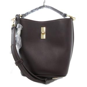 ハンドバッグ ショルダー 2WAY バケツ型 ダークブラウン /AE