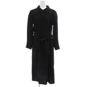 23AW タグ付き シャツワンピース 長袖 ロング ベルト付き 36 ブラック /UO