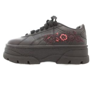 リヴォ EMB スニーカー シューズ 22.5cm 黒 ブラック 花柄 刺繍 401145-01 /AE