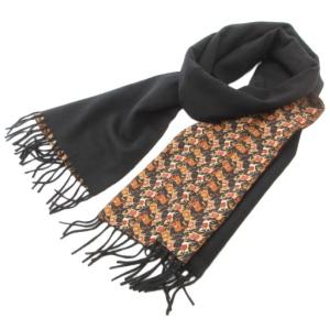 マフラー 馬柄 フリンジ カシミヤ 黒 ブラック 茶 ブラウン /AE