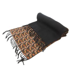 Salvatore Ferragamo マフラー 馬柄 フリンジ カシミヤ 黒 ブラック 茶 ブラウン /AE