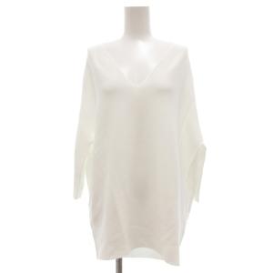 20SS タグ付き コットンストレッチ ワイド長袖プルオーバー ニットソー コクーン Vネック F 白