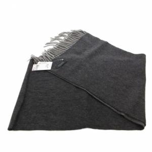 BARNEYS NEW YORK タグ付き マフラー カシミヤ フリンジ ダークグレー /UO