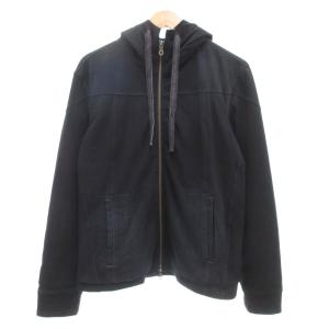 フーデッドジャケット ジップアップパーカー デニム 裏ボア 48 インディゴブルー /UO