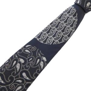 ネクタイ 絹 シルク ペイズリー柄 ネイビー /UO