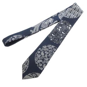 Yohji Yamamoto ネクタイ 絹 シルク ペイズリー柄 ネイビー /UO