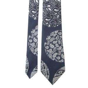 Yohji Yamamoto ネクタイ 絹 シルク ペイズリー柄 ネイビー /UO