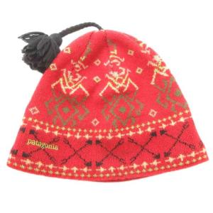 ニット帽 帽子 赤 レッド 総柄 /AE