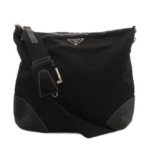 ショルダーバッグ ロゴ ナイロン レザー ブラック 黒 三角プレート ロゴ /FF