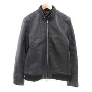 シングル ライダースジャケット 羊革 L ダークネイビー 濃紺 /UO