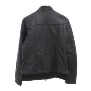 AKM シングル ライダースジャケット 羊革 L ダークネイビー 濃紺 /UO