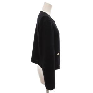 Paul Stuart ダブルカノコジャージ ジャケット ウール 6 紺 ネイビー ノーカラー K1E42-431-28 /FF