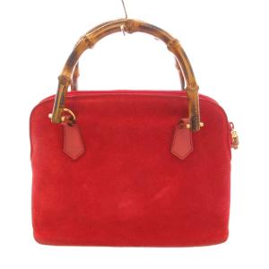 バンブー ハンドバッグ スエード レッド /UO