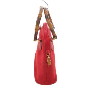 GUCCI バンブー ハンドバッグ スエード レッド /UO