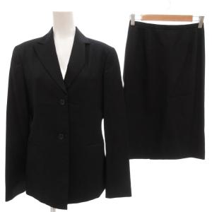 セットアップ スーツ テーラードジャケット 背抜き シングル スカート 11AR 黒 ブラック  /AE