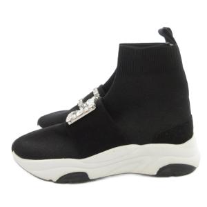 DIANA プラス ソックススニーカー 23cm 黒 ブラック ホワイト ビジューバックル IF64566 /UO