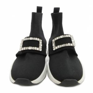 DIANA プラス ソックススニーカー 23cm 黒 ブラック ホワイト ビジューバックル IF64566 /UO