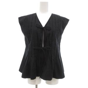 25AW 美品 タックフレアジレブラウス 前後2WAY F ブラック /UO
