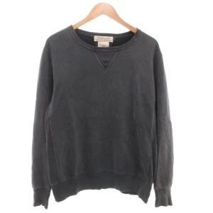 トレーナー スウェット クルーネック ダメージ加工 長袖 L ダークグレー /AE