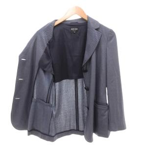 GIORGIO ARMANI テーラードジャケット 48 紺 ネイビー ヘリンボーン柄 背抜き シングル  /AE