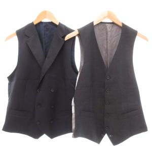 美品 ジレ 2点セット まとめ ベスト ウール ネイビー チャコールグレー /UO
