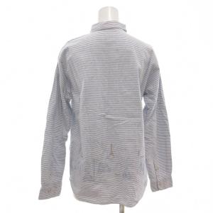 mademoiselle NON NON シャツ ブラウス 長袖 水色 ライトブルー ボーダー 刺繍 /AE