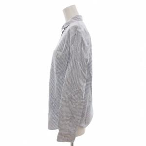 mademoiselle NON NON シャツ ブラウス 長袖 水色 ライトブルー ボーダー 刺繍 /AE