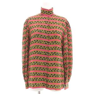 PRET-A-PORTER ヴィンテージ 長袖シャツ 絹 シルク M 黒 ブラック 総柄 /UO