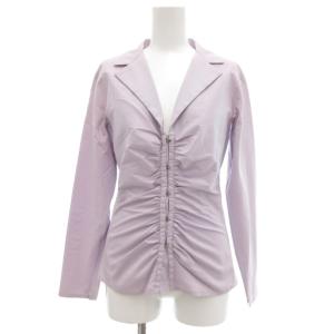 ギャザーシャツ ブラウス 長袖 38 紫 パープル /UO