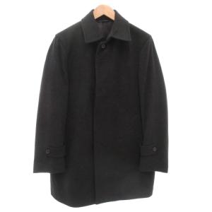 ステンカラーコート カシミヤ混 ミドル ハーフ丈 M 黒 ブラック /AE