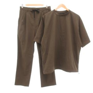 any SOLOTEX シアサッカー スピンドル セットアップ Tシャツ パンツ L 茶 ブラウン /UO
