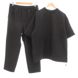 ITEMS 吸水速乾 ストレッチトロ布帛 セットアップ 半袖Tシャツ イージーパンツ L 黒 ブラック