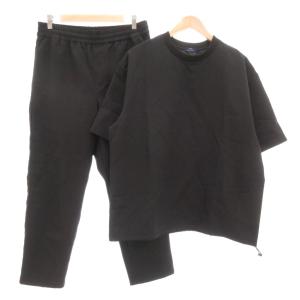 ITEMS セットアップ  吸水速乾 ストレッチトロ布帛 半袖 Tシャツ イージーパンツ L 黒 ブラック