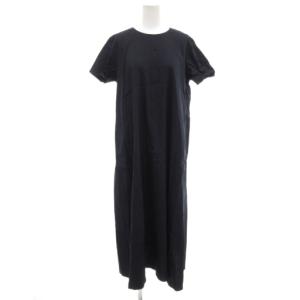 21SS ワンピース 半袖 麻 リネン ロング丈 38 M 紺 ネイビー /AE