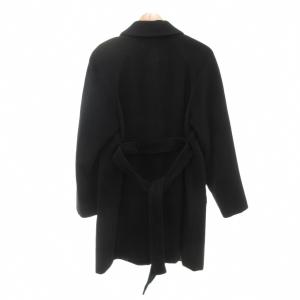 BURBERRY LONDON ステンカラーコート フロントフライ アンゴラ 44 S 黒 ブラック 裏地チェック /AE