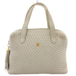ハンドバッグ ライトグレー キルティング タッセル /AE