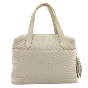 BALLY ハンドバッグ ライトグレー キルティング タッセル /AE