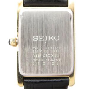 SEIKO アナログウォッチ ソーラー ローマン スクエア ブラック ゴールドカラー SUP250