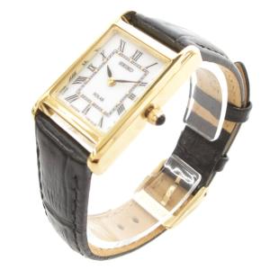 SEIKO アナログウォッチ ソーラー ローマン スクエア ブラック ゴールドカラー SUP250