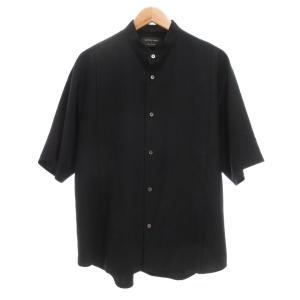 23SS 美品 relactionバンドカラーシャツ 半袖 1 ブラック /UO