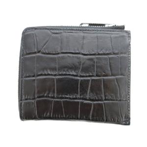 BLACK LABEL CRESTBRIDGE 財布 ミニウォレット クロコ型押し L字ジップ ブラック /UO