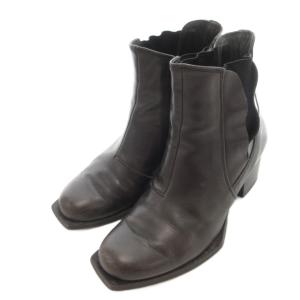 サイドゴアブーツ チャンキーヒール レザー 3 ブラック /UO